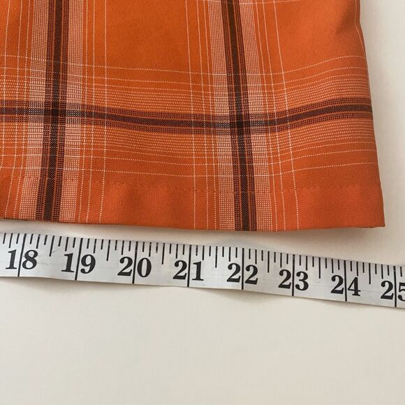 Vintage Caltop Mens Plaid Short Sleeve Orange button up Shirt XL Old School 90s - Picture 9 of 11
